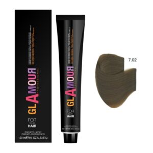 Glamour Professional Permanent Hair Color Cream 7.02 Medium Blonde Natural Plus 120ml