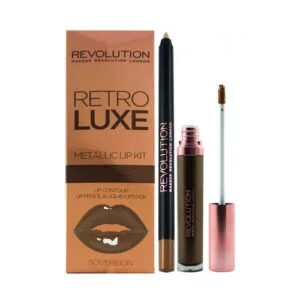 Makeup Revolution Retro Luxe Metallic Lip Kit Lip Liner & Lipgloss Sovereign 5.5ml
