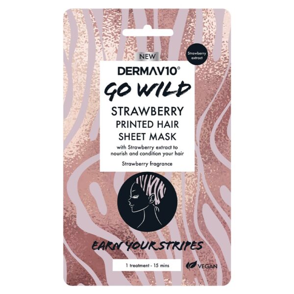 Derma V10 Hair Sheet Mask Go Wild Strawberry Printed